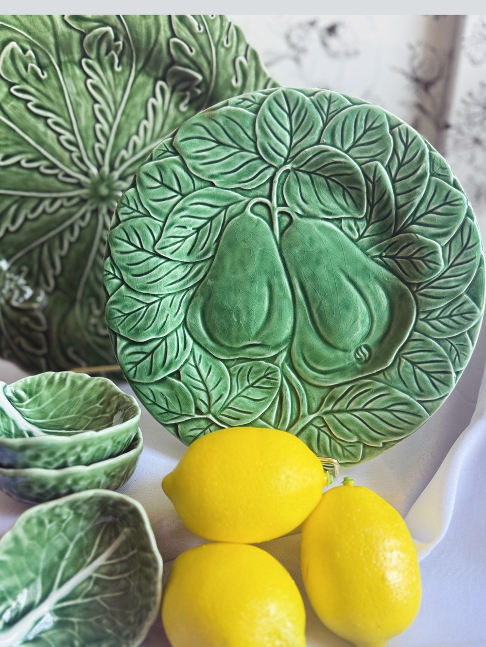 Green Ceramic Pear Relief Wall Plate by
